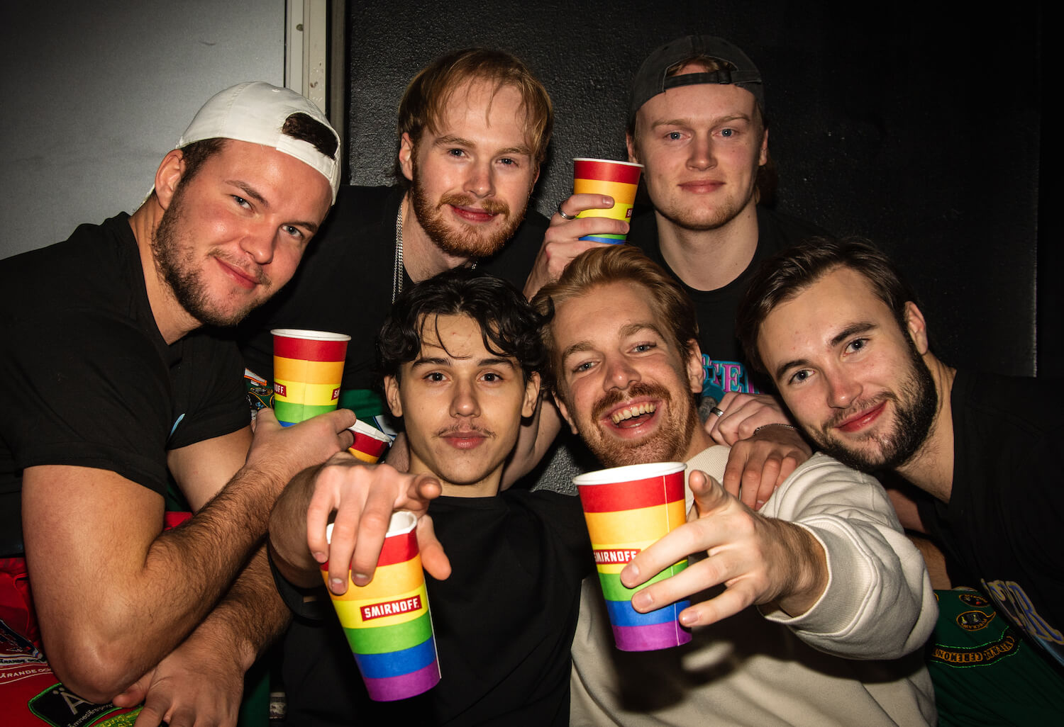 Pride guys with drinks - Akademien Nightclub